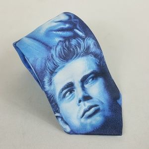 Ralph Marlin James Dean Faces Neck Tie 1991 Blue